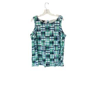 Talbots Plus Patchwork Sleeveless Madras Heritage Plaid Sleeveless‎ Top Size 1X